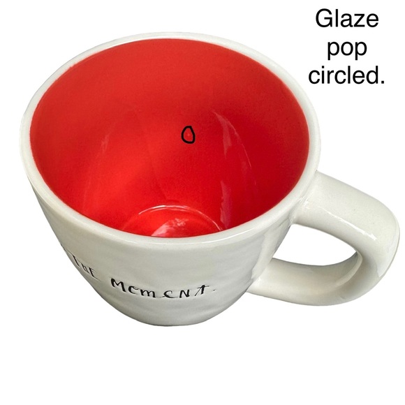 Rae Dunn Be In THE MOmeNt Mug Coffee Tea White with Red Interior Dimples 2017 OG - Picture 11 of 15